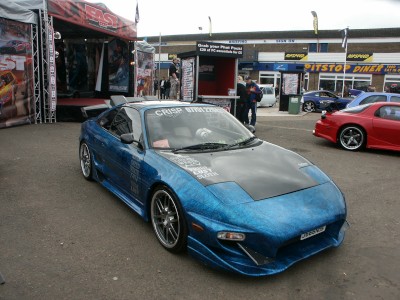 Toyota MR2 Mk2 Blue Marble Effect and Carbon Bonnet: click to zoom picture.